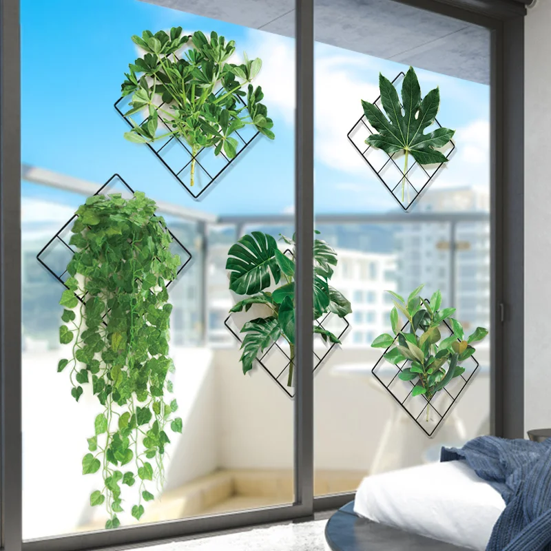 

[shijuekongjian] Green Plant Wall Stickers Vinyl DIY Leaves Mural Decals for Living Room Kids Bedroom Kitchen Home Decoration