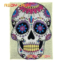 diy carpet rug kits skull with love cushion latch hook rug thick yarn needlework crocheting tapestry knotted floor mat crafts