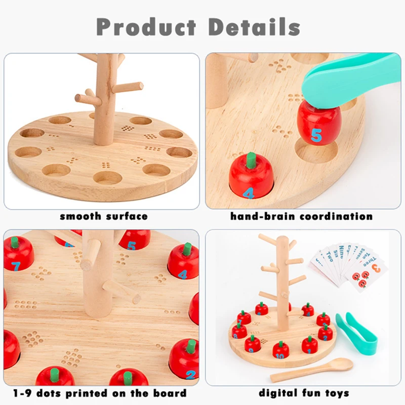

Baby Montessori Digital Apple Tree Education Math Toys Children Learn Digital Clip Beads Skills Training Early Education Game