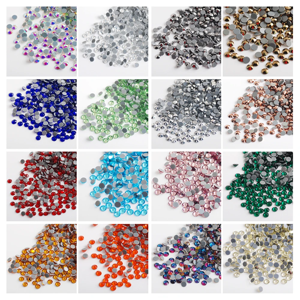 2,0 мм AAAA высококачественные хрустальные разноцветные супер яркие стеклянные стразы с термофиксацией для украшения ткани одежды