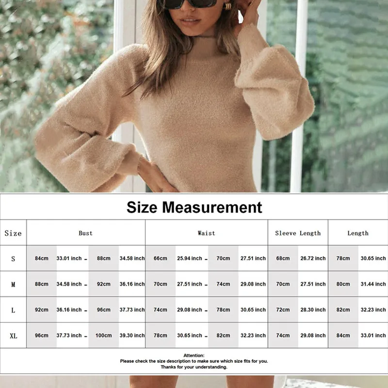 

Women High Street Casual Khaki Mid-high Collar High Waist Lantern Sleeve Slim Elegant Office Ladies Workwear Dress