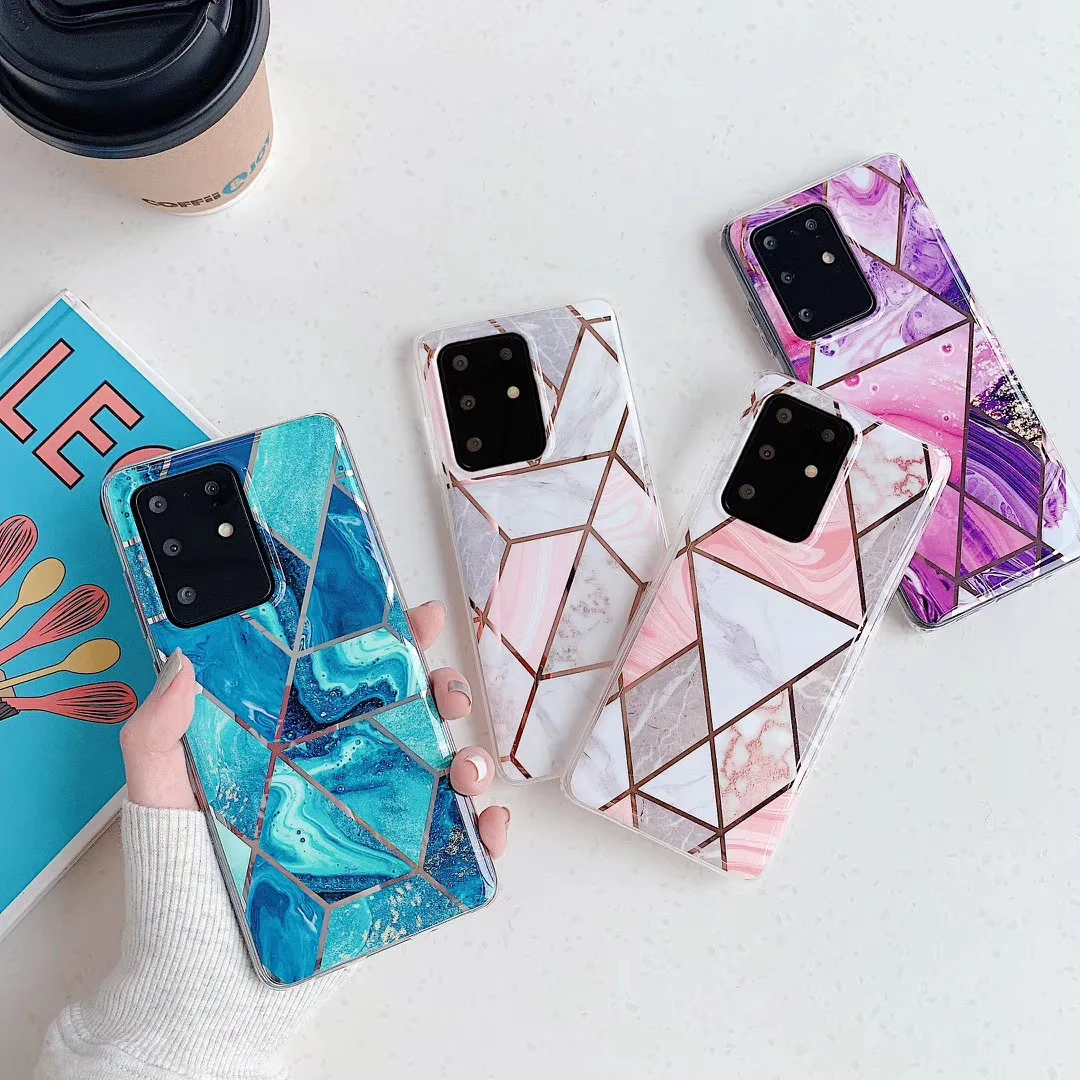 Чехол для телефона с мраморным покрытием Samsung Galaxy A50 S10 Plus S8 S9 A70 кольцом держателем