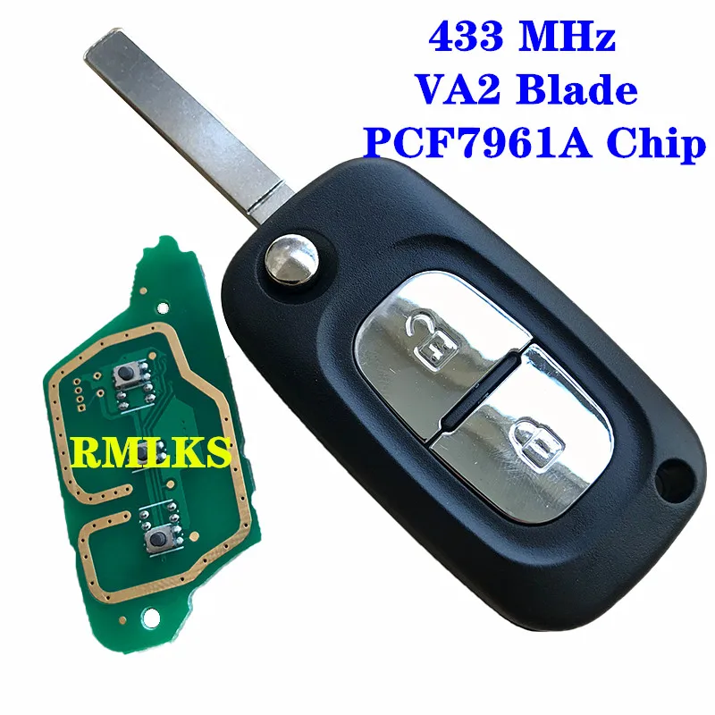 2 кнопки 433 МГц PCF7961A ID46 чип откидной дистанционный ключ для Renault Clio III 3 Kangoo Master Modus