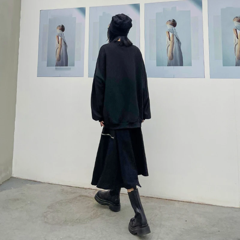 

Fit Metal Loose Chain Hollow Out Sweatshirt New Round Neck Long Sleeve Women Big Size Fashion Spring Autumn 2021 1DD3832