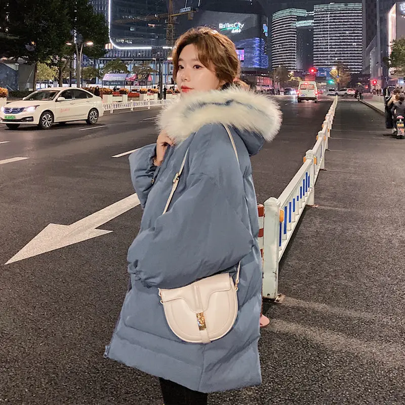 

Winter Big Fur Collar Coats Women Winter Jacket 2021 New Cotton Jacket Coats Woman Down Cotton Parkas Coat Casual Loose Outwear