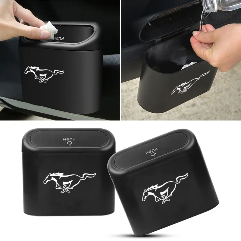 

Подвесной автомобильный мусорный бак с крышкой и портативным украшением для Ford Mustang Универсальный Большой размер Mustang Shelby GT Стайлинг автомо...