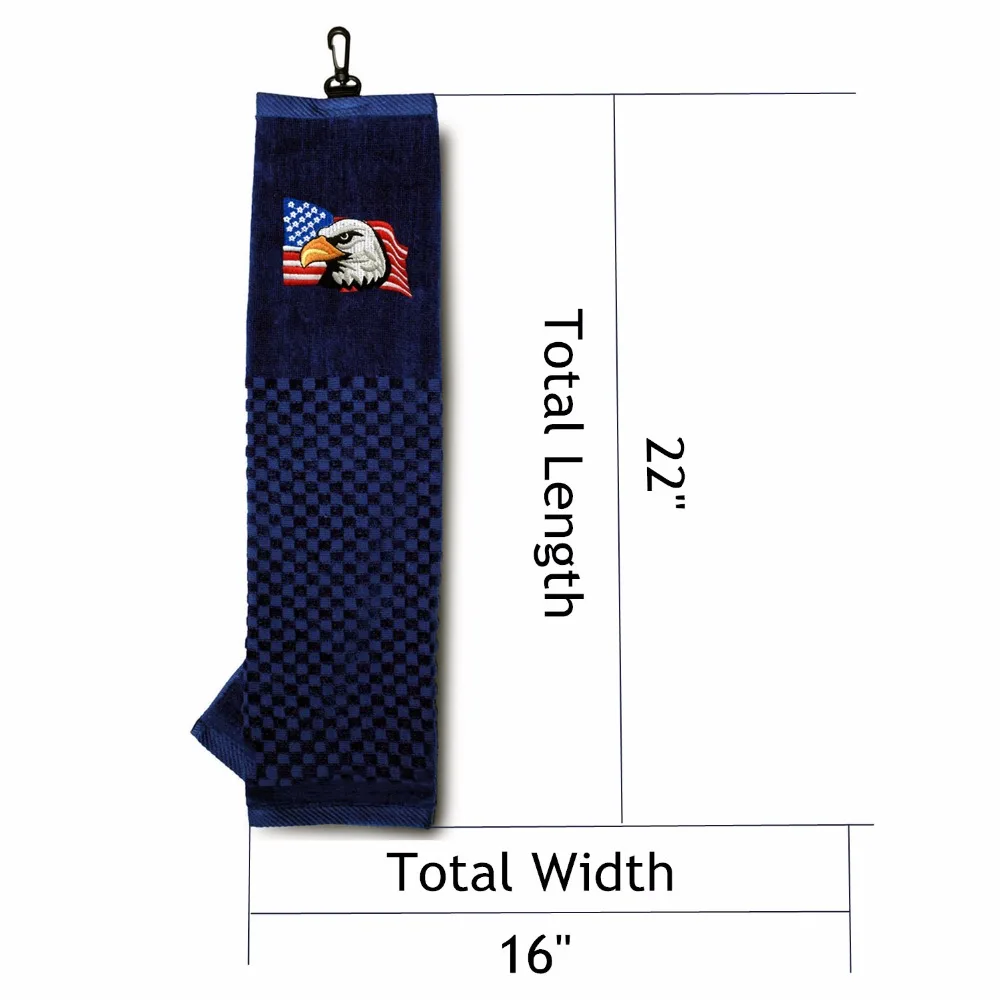 Cotton Sports Golf Towels Hand Towel Clip Tri-fold 16''x24'' inch Comfortable Soft Flag Eagle Style Hook Drop Shipping | Спорт