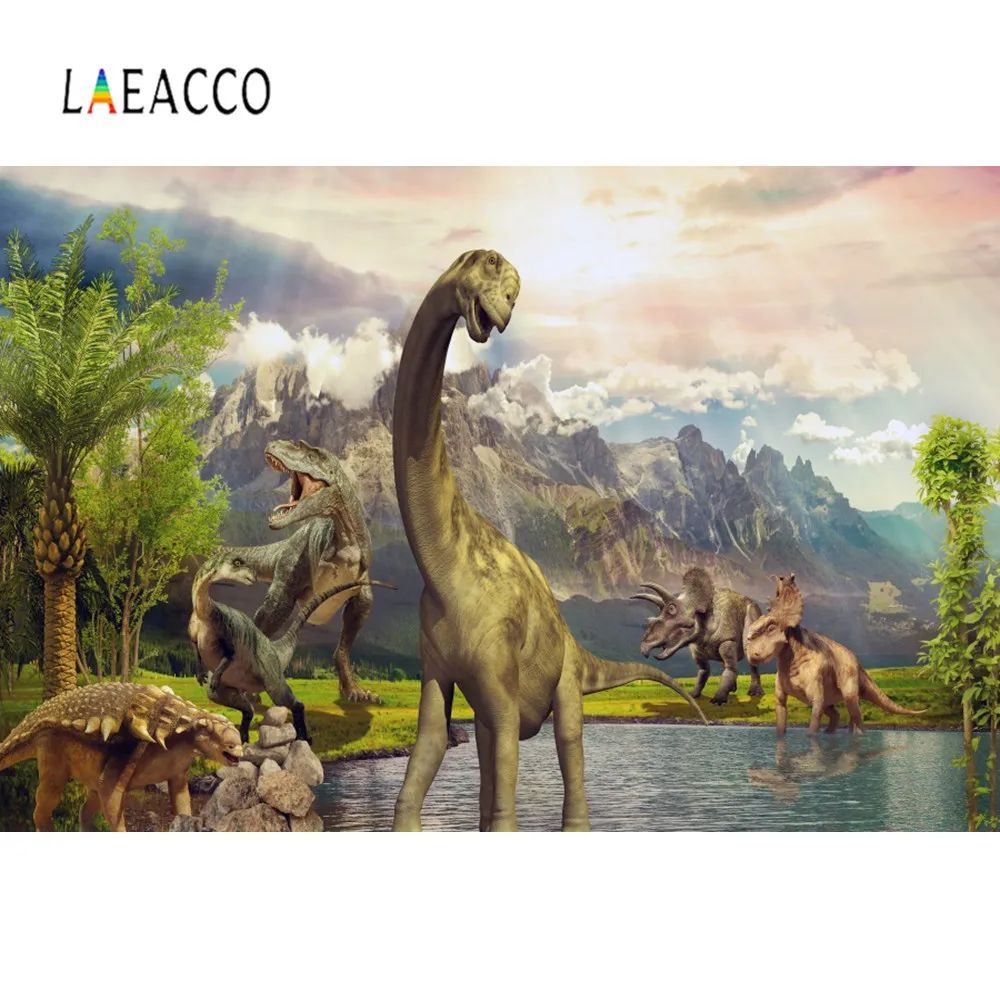 Laeacco Динозавр мир Юрского периода день рождения обои Детский портрет фотографии