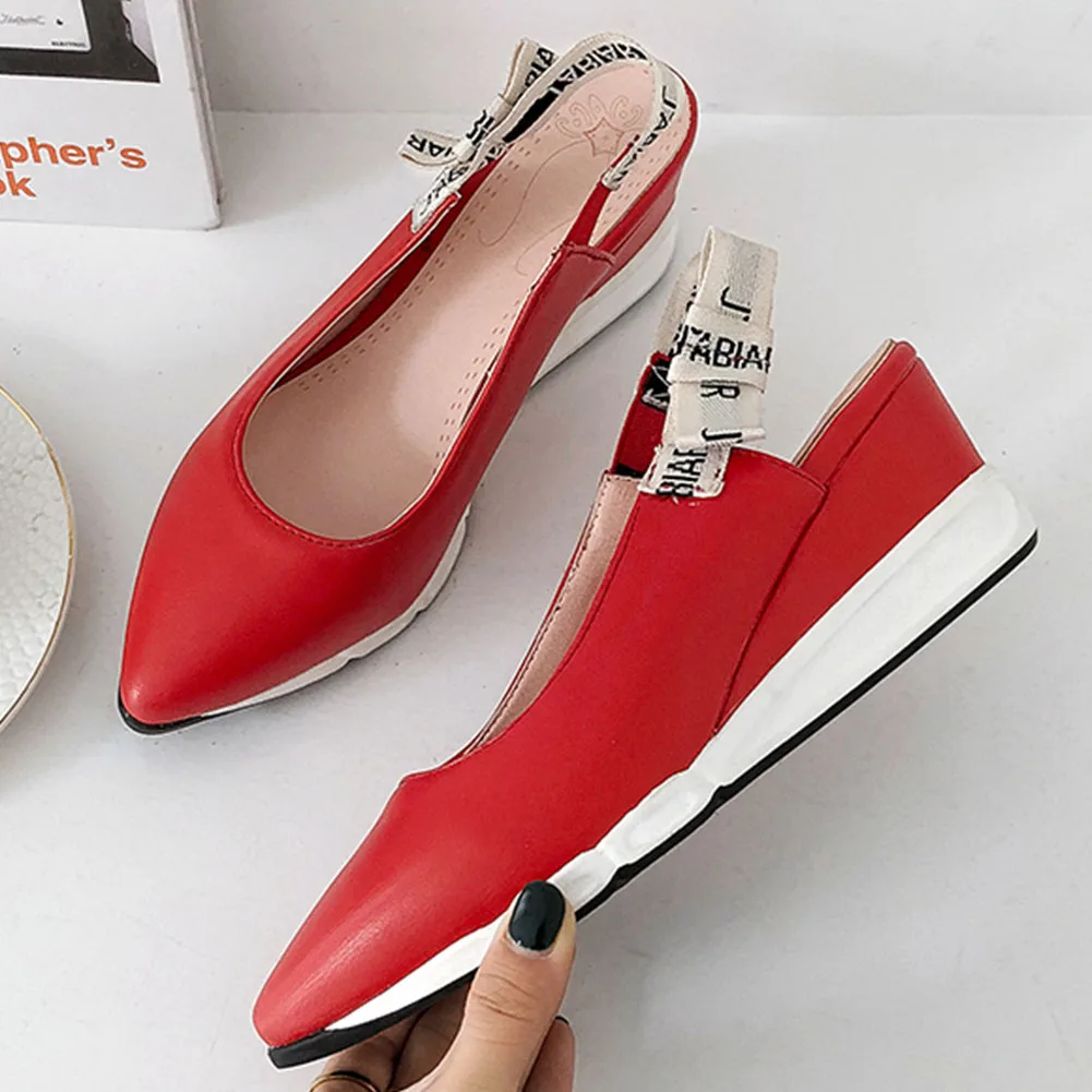 

Fashion Elegant Ladies Sandals 2020 Casual Summer Sandals Women Pointed Toe Back Strap Platform Consise Shoes Woman 2020 New
