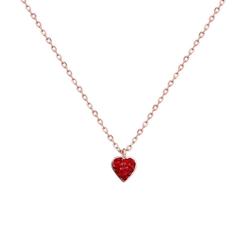 

Non-fading sweet girl clavicle chain temperament wild necklace with titanium steel red love heart necklace for fashion women