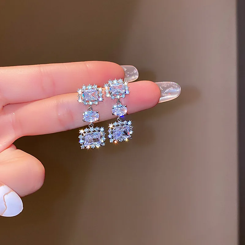 Модные новые циркониевые серьги для женщин, изящные бриллианты, простые серьги, роскошные ювелирные изделия