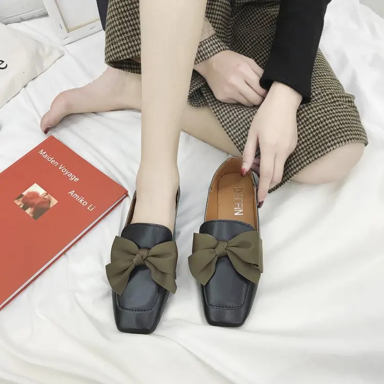 

2020 New Four Seasons Comfortable PU Sets Of Ladies Bow Design Flat Casual Fashion Women's Wild Super Soft Single Shoes B20-93