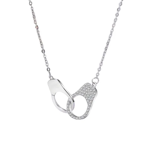 

925 Sterling Silver Simple Creative Diamond Lock Necklace Girls Wild Birthday Gift
