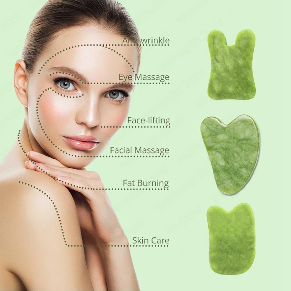 Натуральный нефритовый ролик для лица гуаша скребок уход за кожей масло шеи кожи