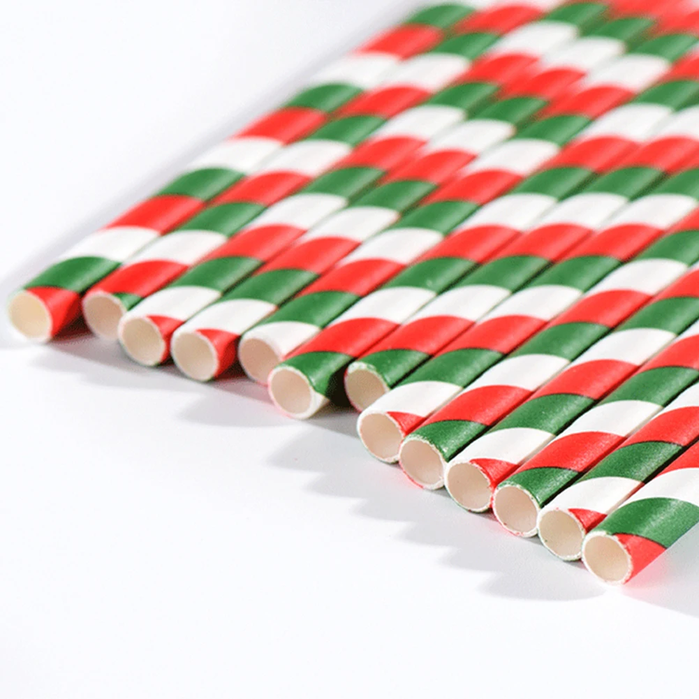 25 шт рождественские красные зеленые бумажные соломенные одноразовые бар