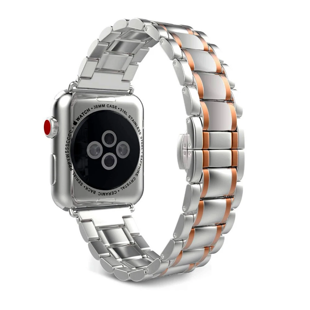 Ремешок из нержавеющей стали для Apple watch band 44 мм 42 металлический браслет бабочка