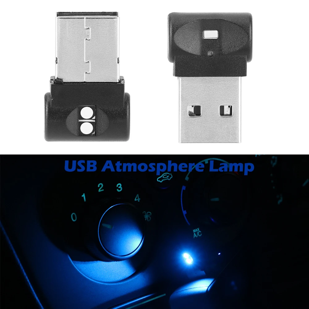 Мини-USB автомобильная подставка для ПК Автомобильный интерьер светодиодная
