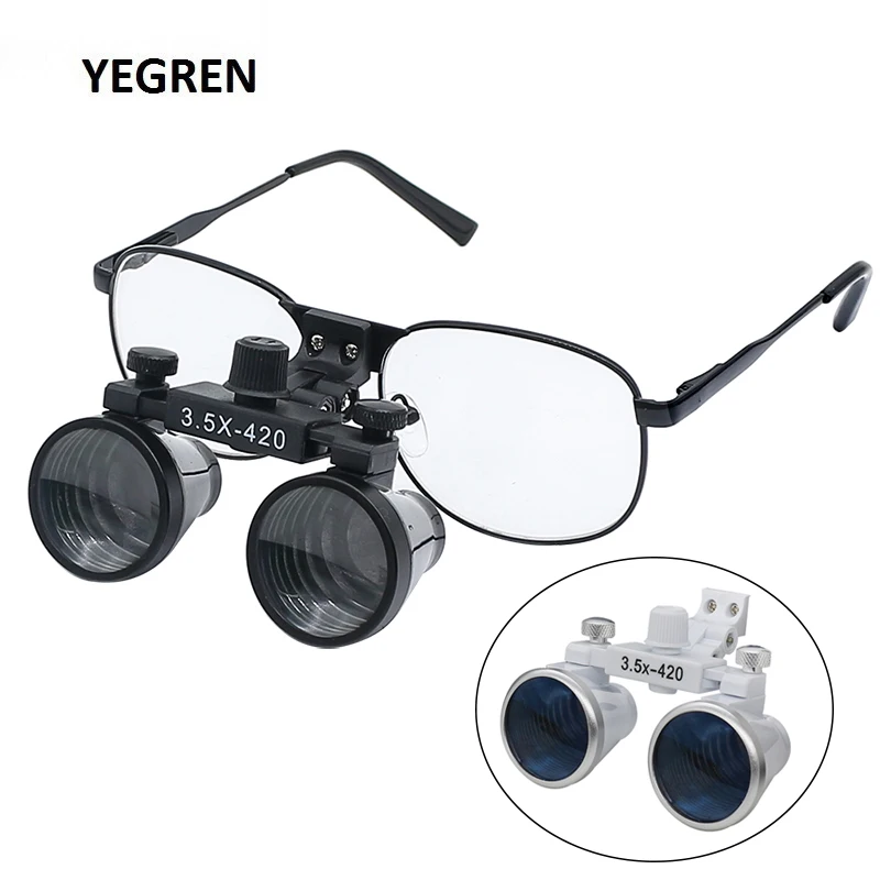 

Surgery Dental Loupes 2.5X 3.5X Binocular Magnifier with Metal Frame Eyeglass for Surgical Dentist White Black Surgery Loupes