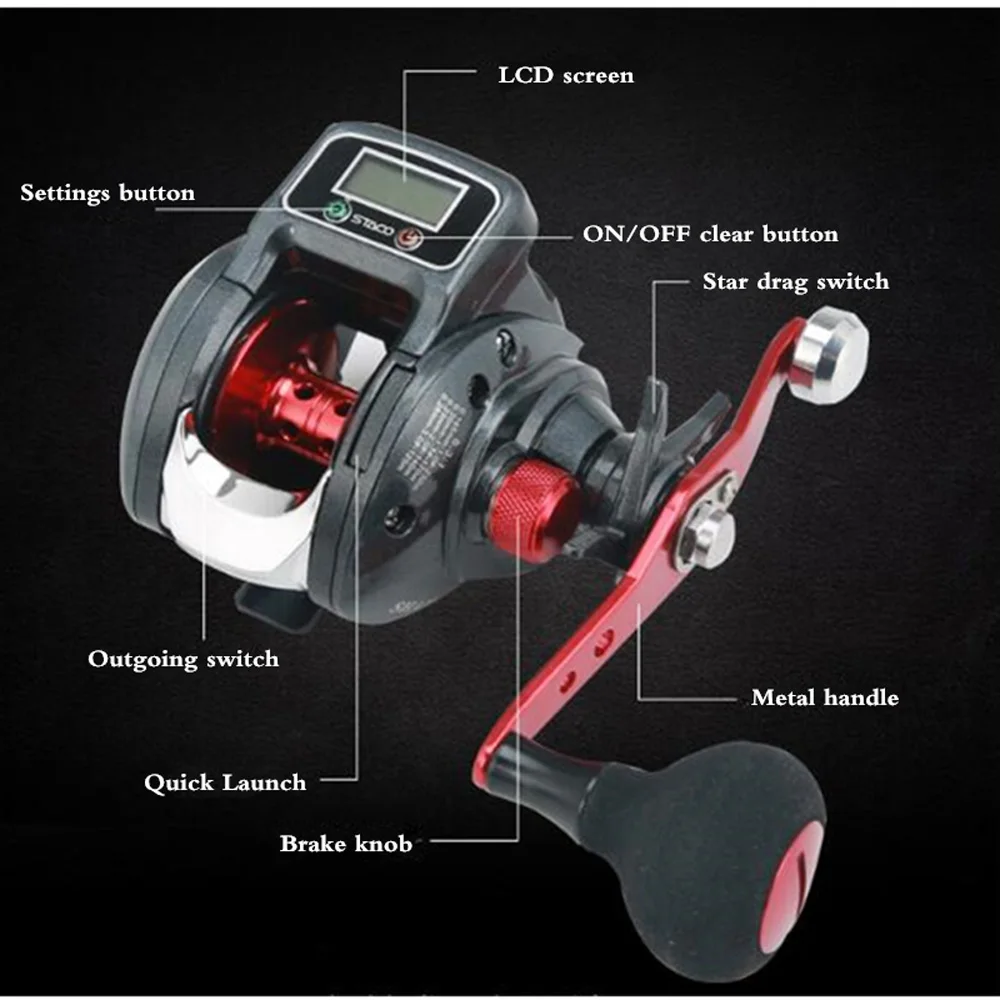 Left/Right Hand Baitcasting Fishing Reel With Line Counter 16+1 Bearings Baitcaster Reel with Digital Display Baitcasts Wheel 2