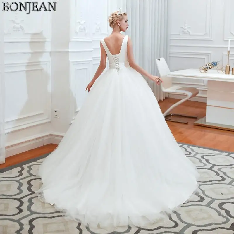 Белое Бальное Платье с глубоким V-образным вырезом свадебные платья свадебное