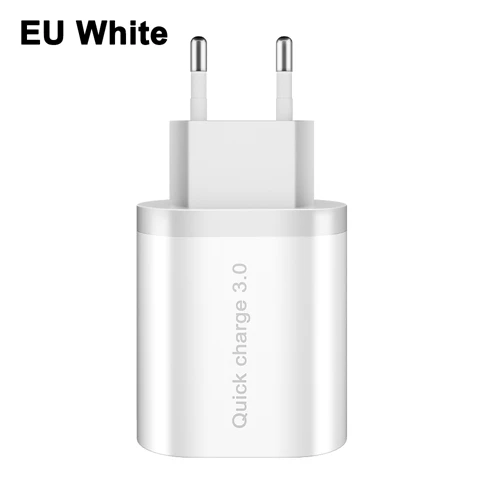 OREY 24W QC 3.0 Fast Charger, 4.8A Max 3 Port USB Charger Adapter Quick Charge 3.0 For Samsung/Xiaomi/Huawei Charger - Тип штекера: EU White