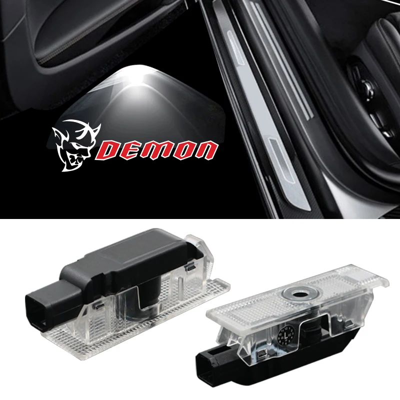 

2-4 pcs HD Car Door Light LED For Dodge Challenger Demon SRT Charger Logo Insignia Shadow Courtesy Welcome Light 12V Car Tuning