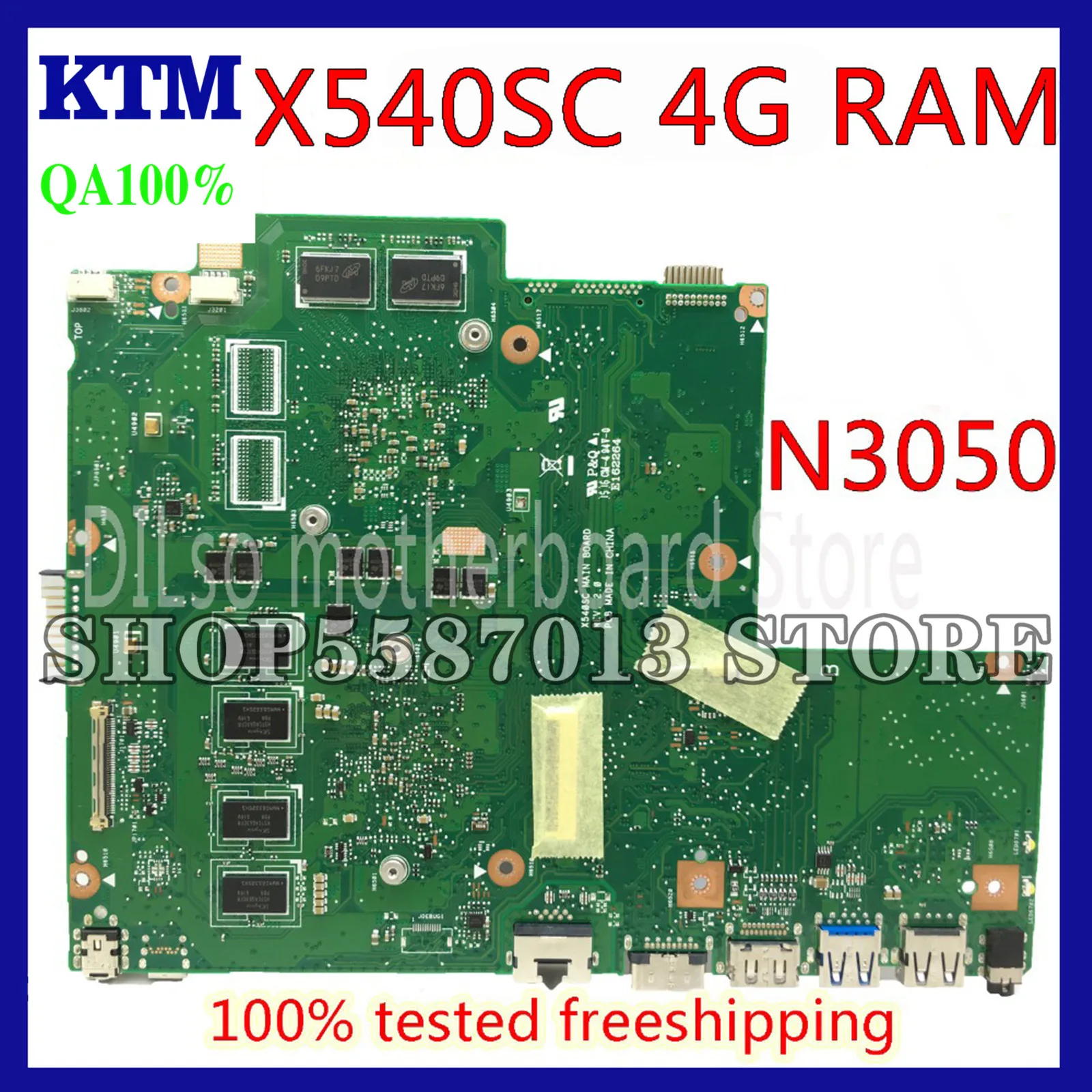 

KEFU X540SC Mainboard For ASUS X540SC X540S Laptop Motherboard N3050 CPU 4G memory with graphics card 100% Test original