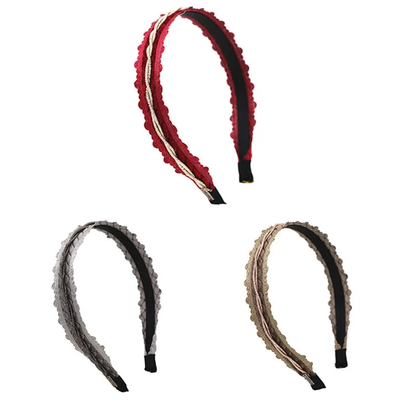 

Korea Handmade Spliced Fabric Hairband Women Luxury Wine Red Sweet Headband Girls Street All Match Hair Accessories Headwear