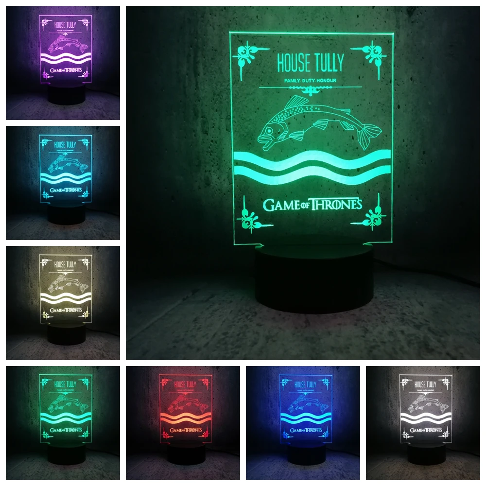 Дом Талли семья луна лампа обязанность HONOUR 3D светодиодный светильник Игра