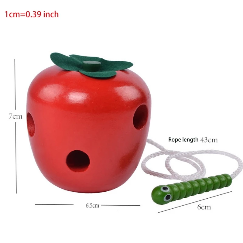 

W3JF 1Set Montessori Wooden Threading Worm Toy Stimulated Weaving Toy with Worm Eating Fruit Early Learning Gift for Kids