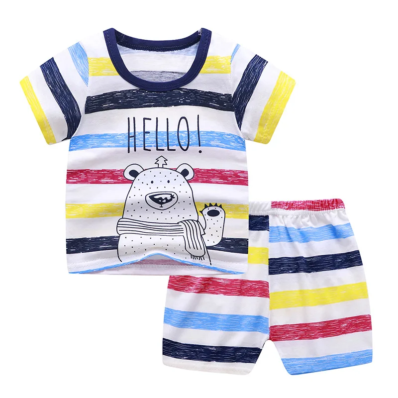 

Summer Kids Infant Clothing Sets Girls Boys Toddler Baby Clothes Cotton Cartoon Print Football T-shrits Shorts Outfit Children