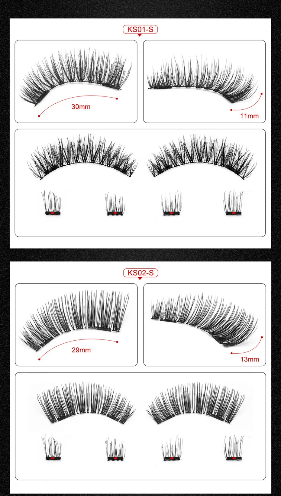 

2 Magnetic Eyelashes Tweezers Lash Applicator Aid Kit 3d Mink False Eye Extensions White Acrylic Gift Box Packaging with Mirror