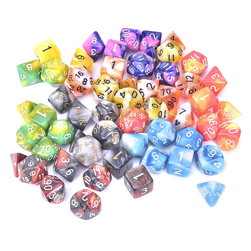 7 шт./компл. многогранные разноцветные кости для настольных игр D1 D2 D3 D4 D5 D6 D7