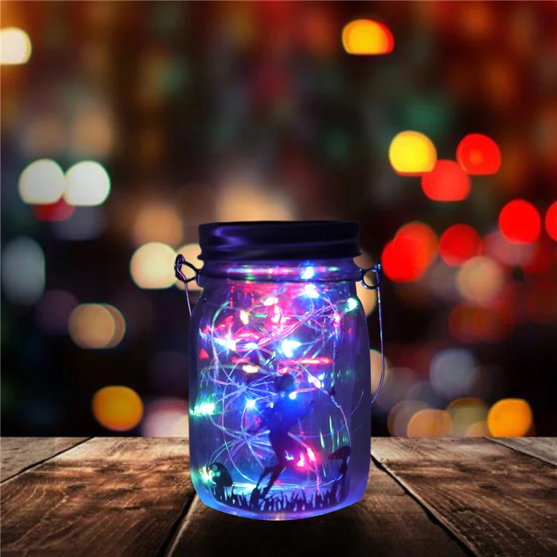 Solar Mason Light with Hanging Handle Jar Transparent Waterproof Outdoor Decoration | Glow Party Supplies