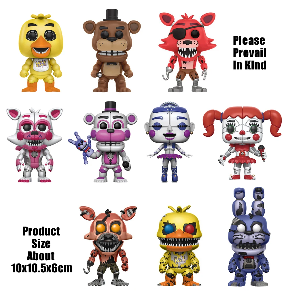 10 шт. Five Nights At Freddy's Toys ПВХ Фигурки FNAF Бонни и Чика Фокси Funtime Фредди фазмедведь кукла кошмар медведь куклы