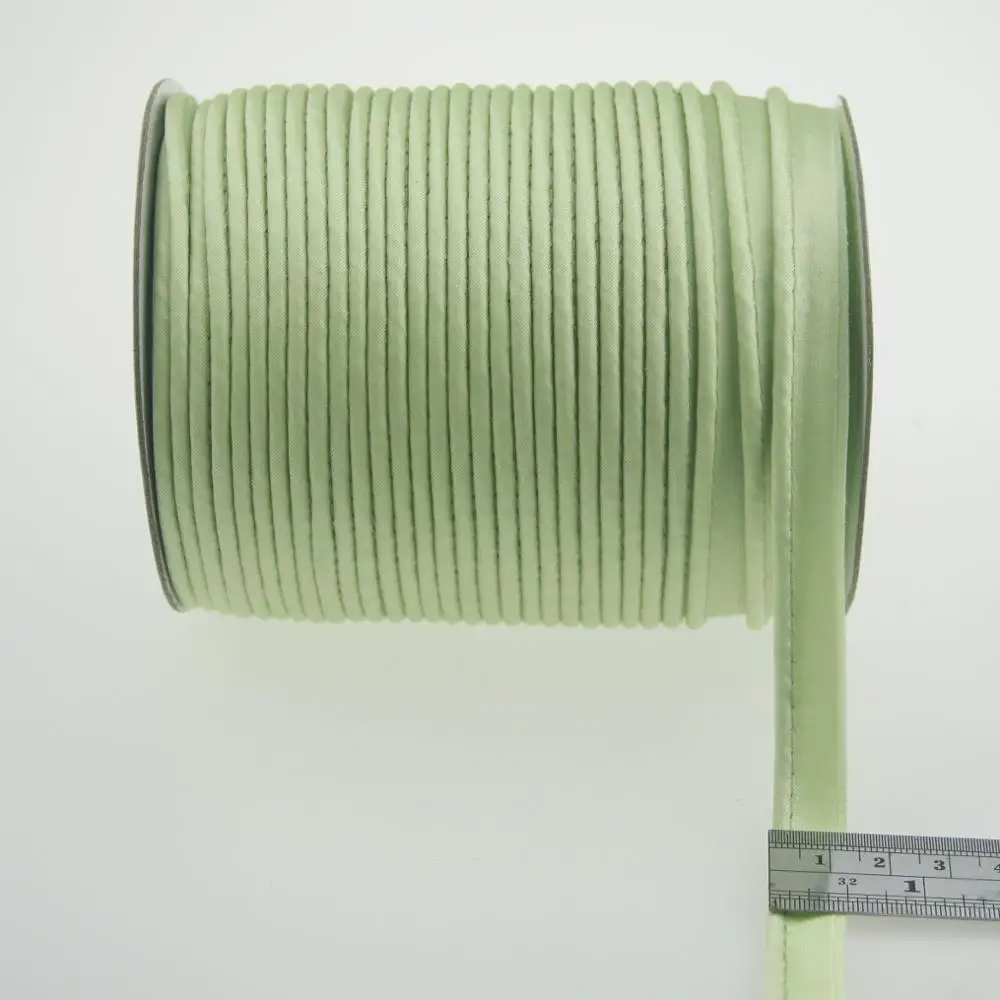 light green Полиэстерсатин косой шнур лента, трубопровод лента, размер: 12 мм, 1/" 20 ярдов, металлик Золотой/Серебряный Черный Белый Красный слоновая кость - Цвет: light green