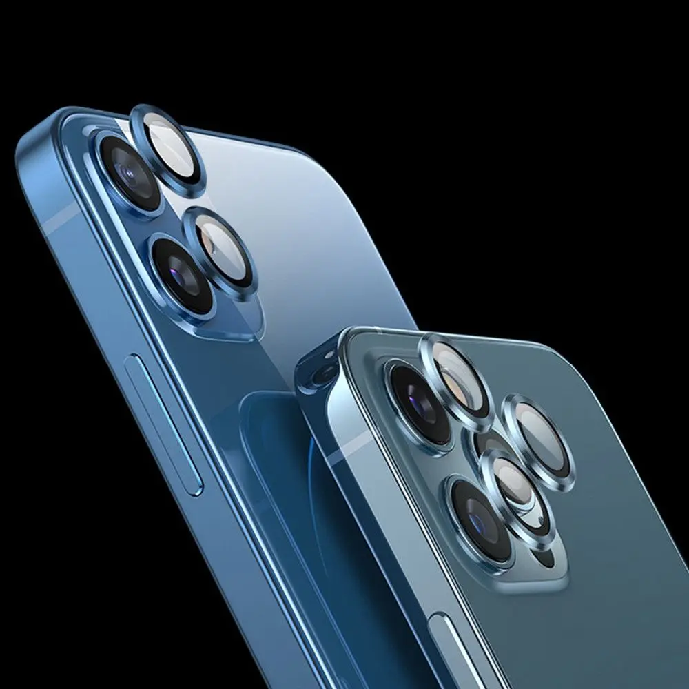 

1Pc Full Cover Camera Lens Protector Cover Plating Aluminum Camera Metal Case Ultra Thin Protector Ring Coverage Tempered Glass