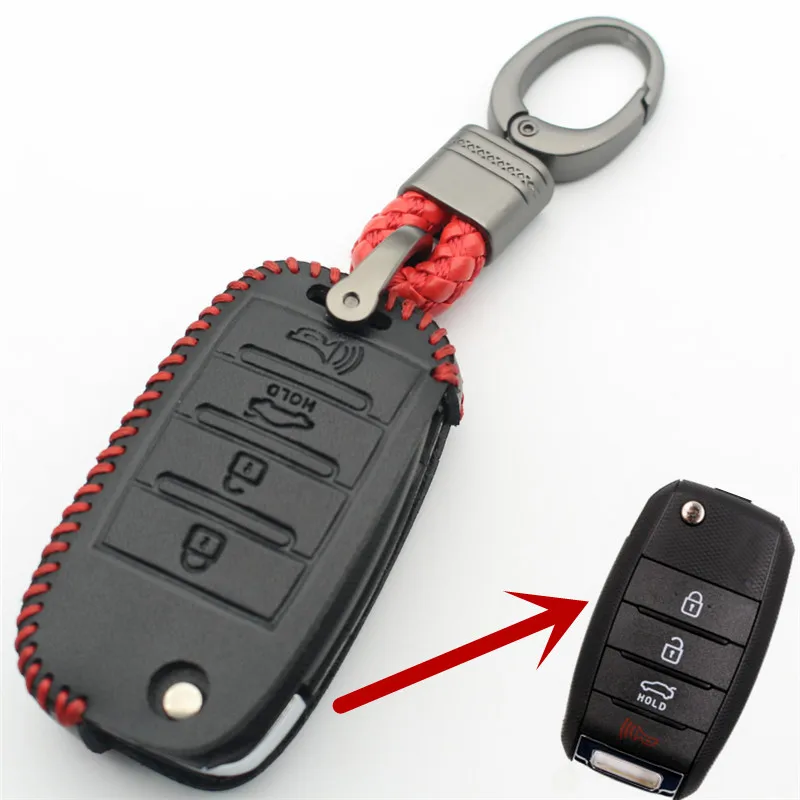 Флип чехол FLYBETTER из натуральной кожи с 4 кнопками для Kia Optima/Sorento/Soul/Carens/Sportage/K3/K5 (B)