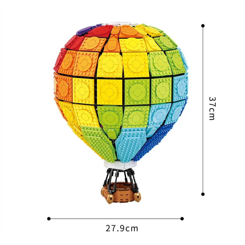 

New Moc Rainbow Hot Air Balloon Model Building Blocks Creative Diy Room Decoration Puzzle Bricks Boy And Girl Toys For Kids Gift