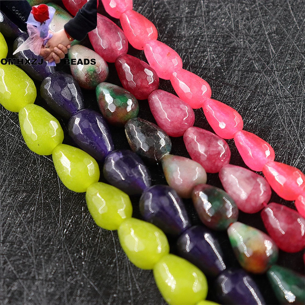 

OMH Z85 10X14mm Polished Jewelry DIY Making Bracelet Necklace Gift Water Drop Natural Stone White Marble Loose Spacer Beads