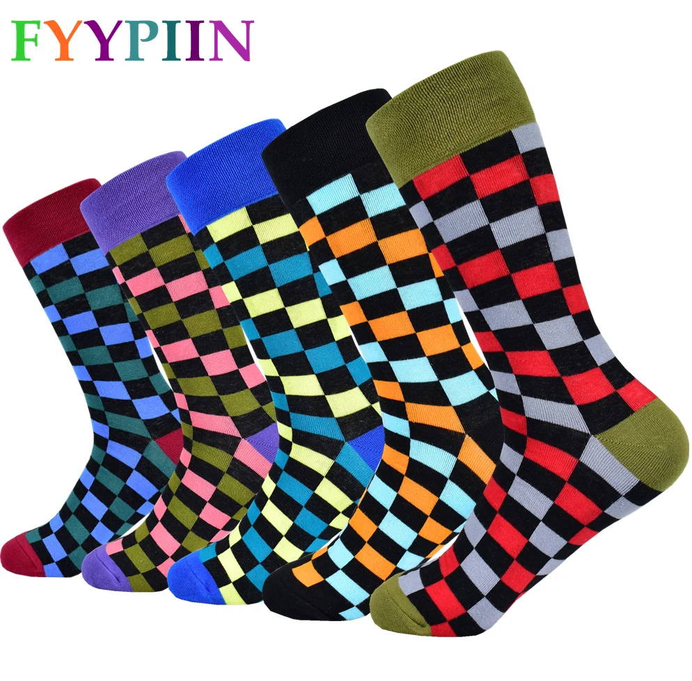 2020 мужские классические носки новые хлопковые цветные в клетку носки|Мужские
