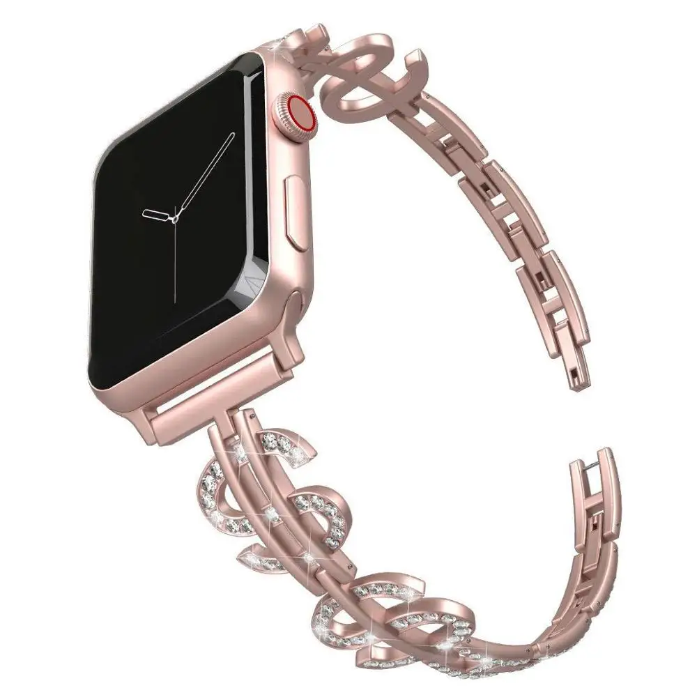 Ремешок из нержавеющей стали для Apple Watch Band 44 мм 42 40 38 роскошный металлический