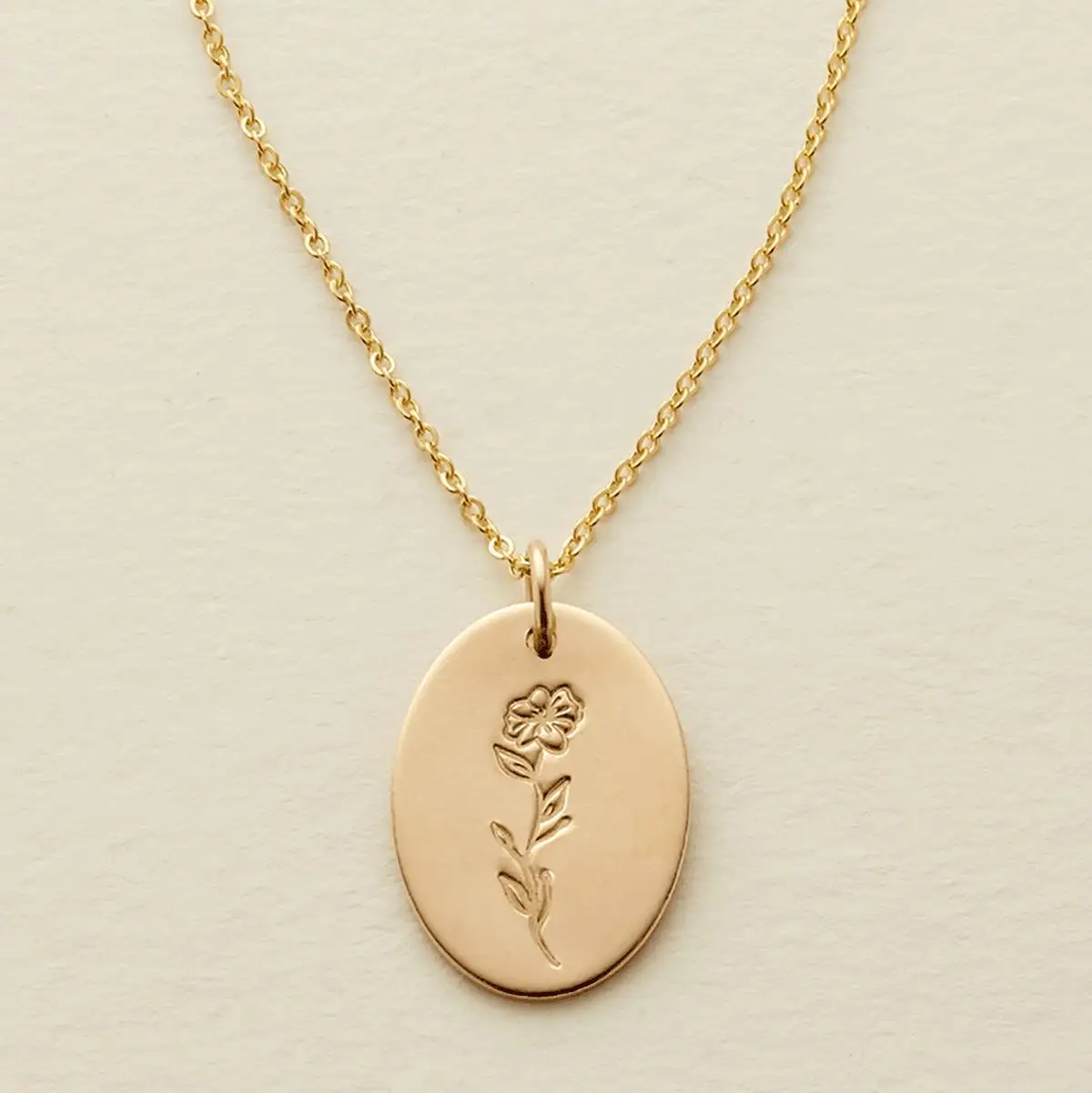 

Family Florals Oval Disc Necklace Flower Disk Necklace Gift For Mother