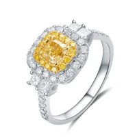 ly 925 sterling silver synthetic yellow crystal high quality zircon fine dazzling cz stone finger ring of women elegant jewelry