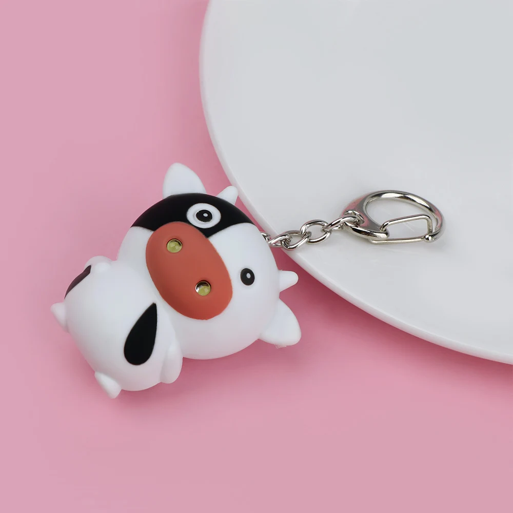 Мультфильм Маленькая корова дизайн светодиодный брелок со звуковым фонариком