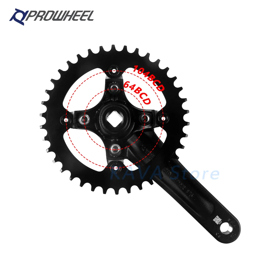 Звездочка велосипедная Prowheel 104BCD для горного велосипеда с квадратным отверстием