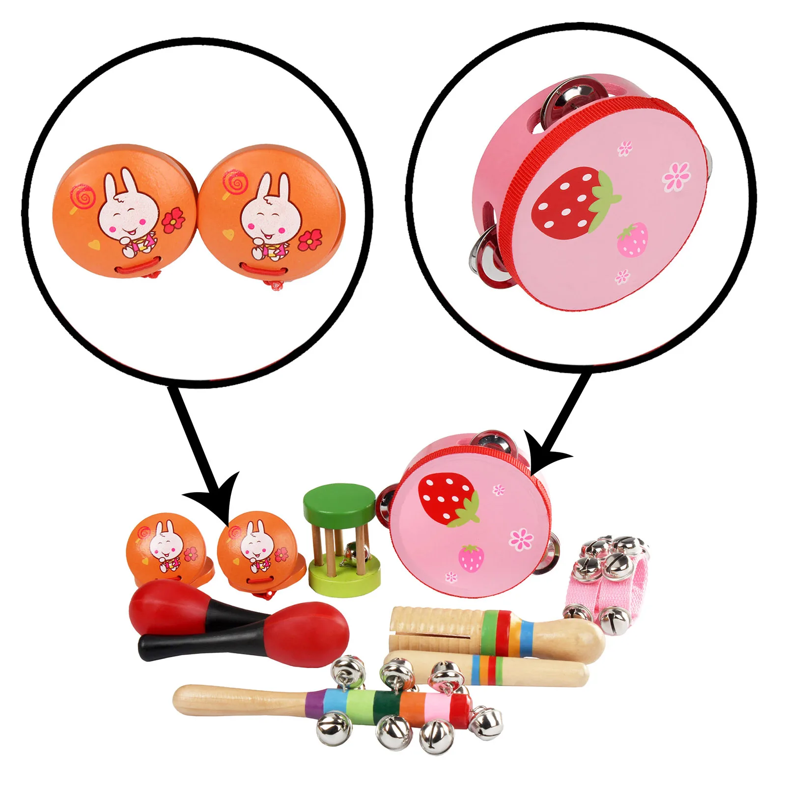 

11 Pieces Educational Musical Instruments Sensory Toy Hand Bell Music Early Learning Toys Durable Music Early Learning Toys
