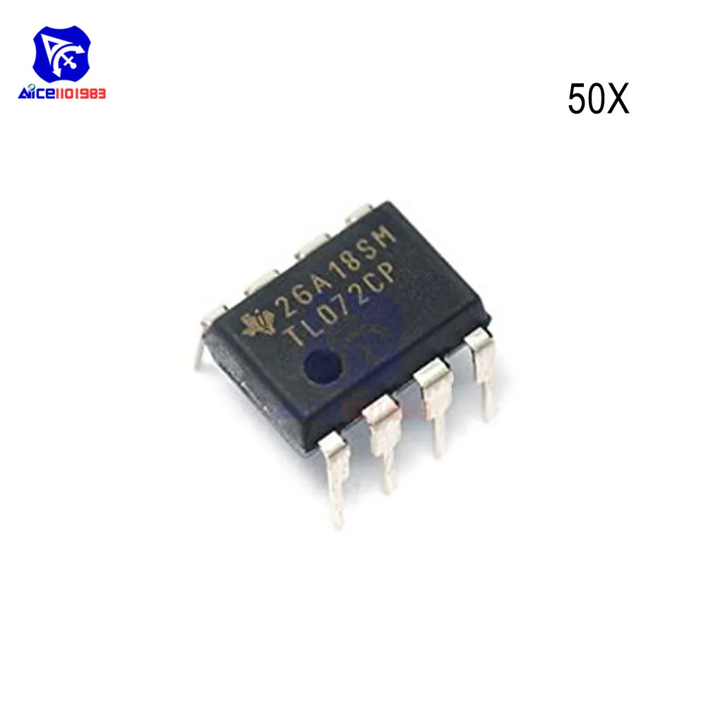 Diymore 50 шт./лот IC чипы TL072CP TL072 DIP 8 низкий уровень шума двойной OP усилитель