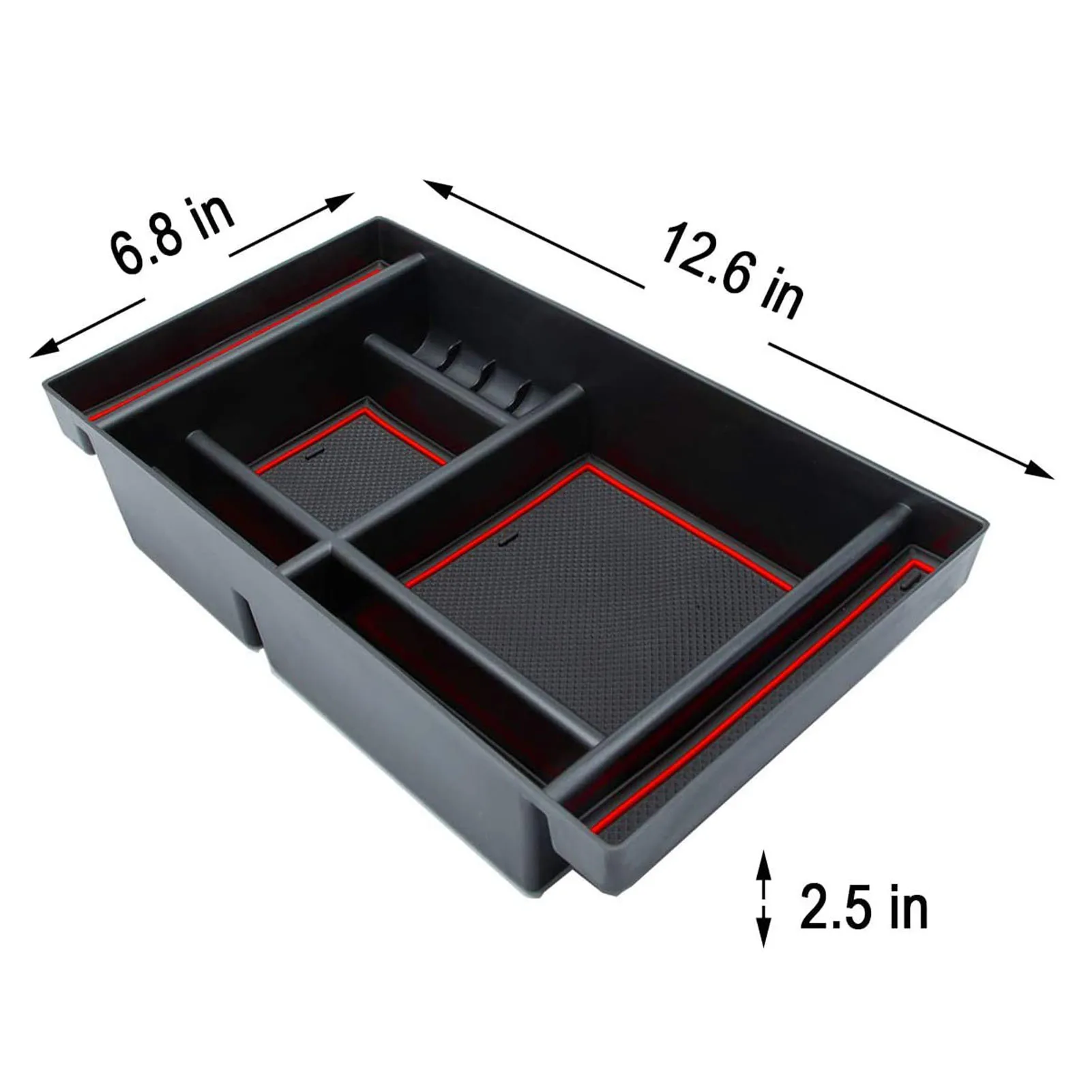 

32X17X6cm Car Central Armrest Storage Box for Chevy Silverado Non-slip Rubber Container Auto Interior Tidying Accessories Black
