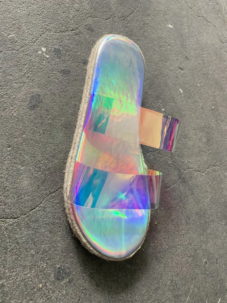 

2021 summer new double layer transparent PVC women shoes flat heel increased non-slip outdoor beach sandals all-match slippers